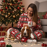 Load image into Gallery viewer, 🎄 Basset Hound Christmas Lights Mug – Holiday Howl Edition
