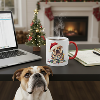 Load image into Gallery viewer, 🎄 Bulldog Christmas Lights Mug – Jolly Pup Edition
